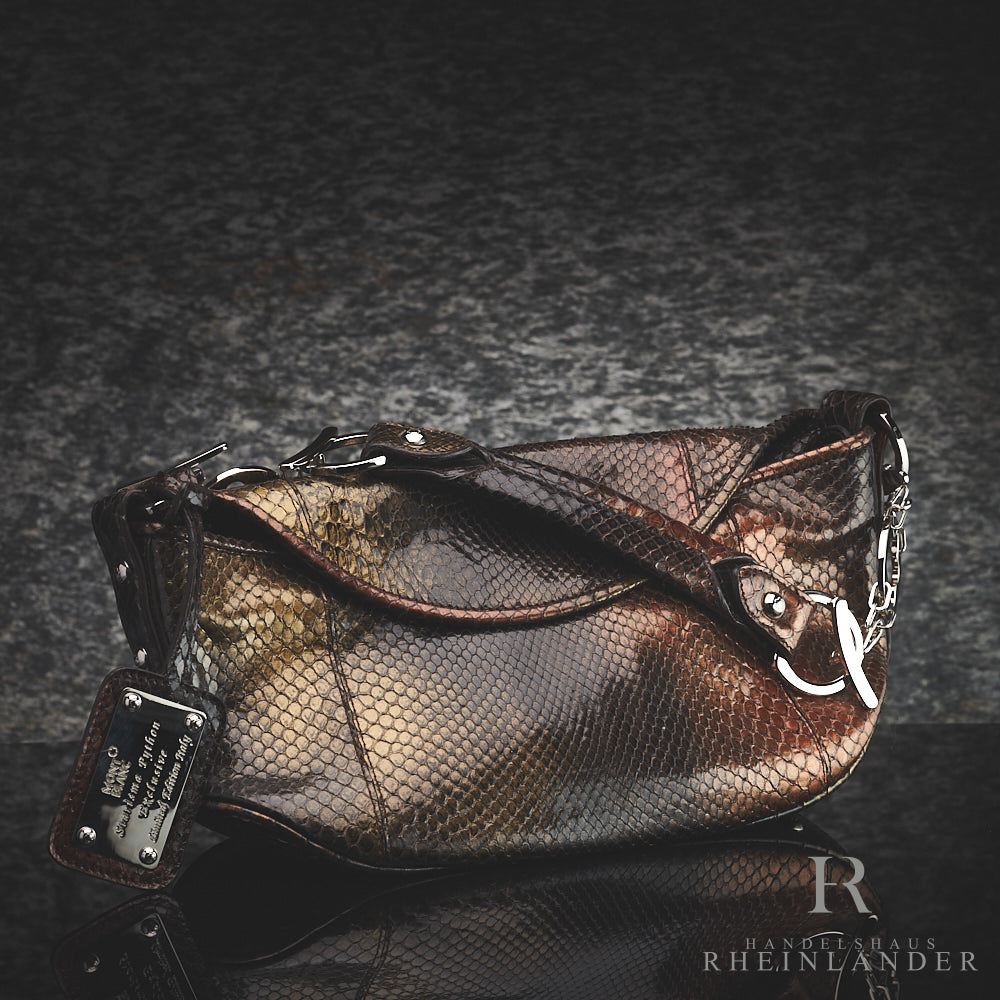 Montblanc Handtasche aus Python-Leder mit Tragegriff und Plakette