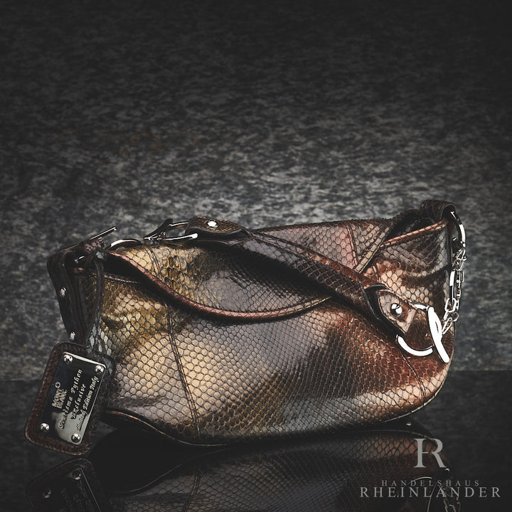 Montblanc Handtasche aus Python-Leder mit Tragegriff und Plakette