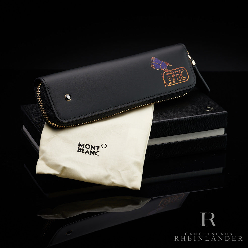 Montblanc Lederetui mit Skarabäus-Motiv in schwarz mit Reißverschluss