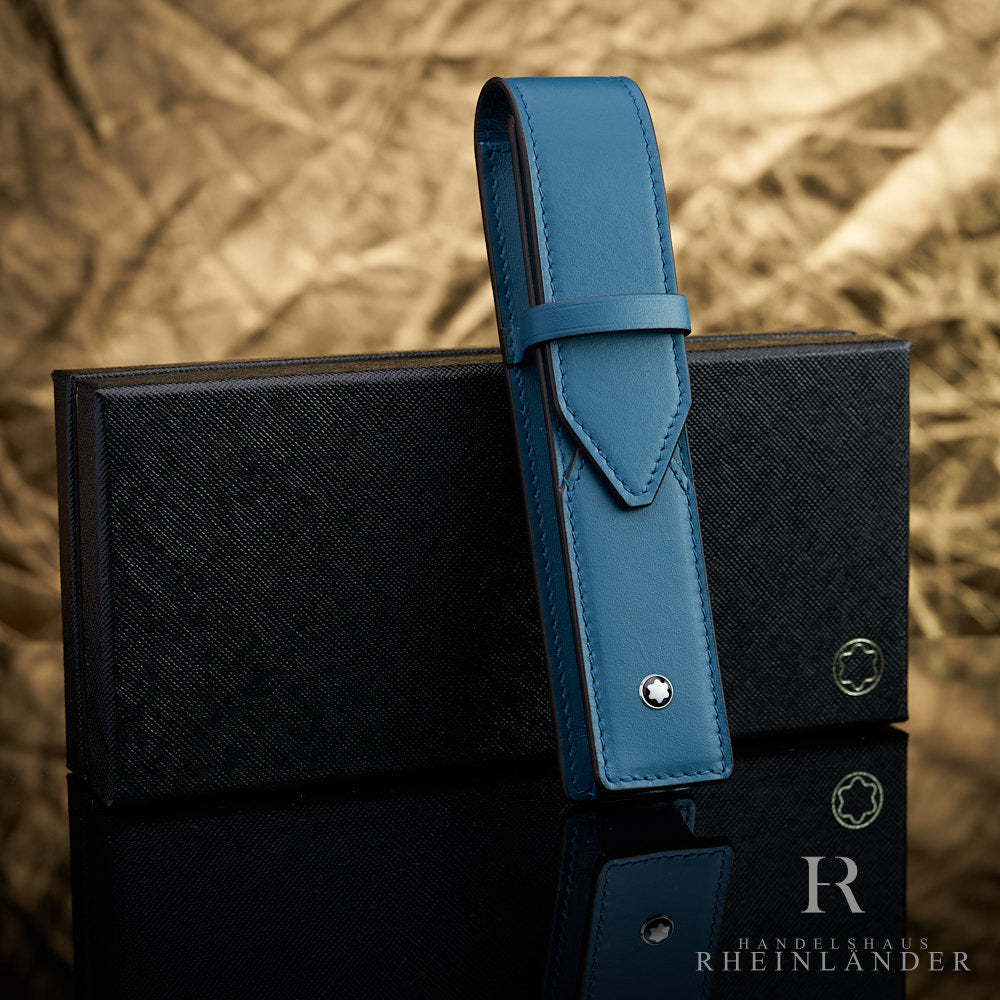 blaues Montblanc Lederetui für ein Schreibgerät