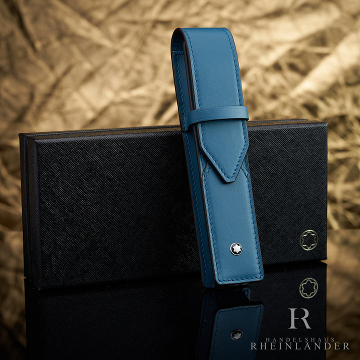 blaues Montblanc Lederetui für ein Schreibgerät