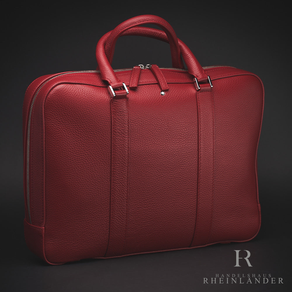 Rote Montblanc Ledertasche mit Reißverschluss und Handgriffen