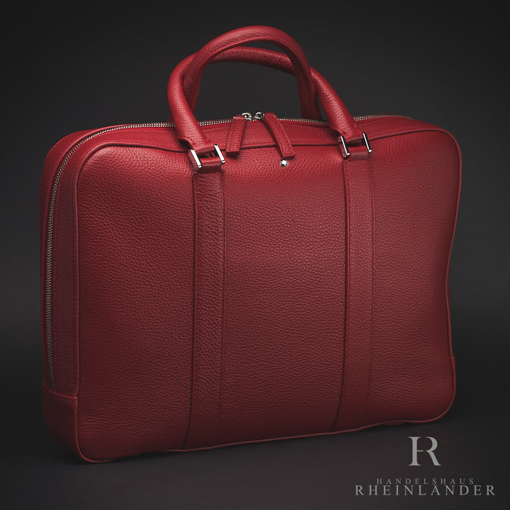 Rote Montblanc Ledertasche mit Reißverschluss und Handgriffen