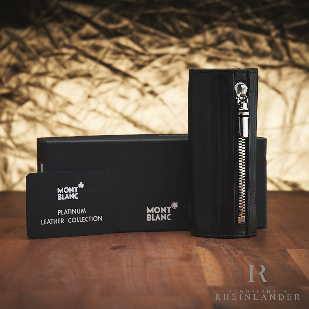 Montblanc Ledermappe für Schreibgeräte rund aus schwarzem Leder