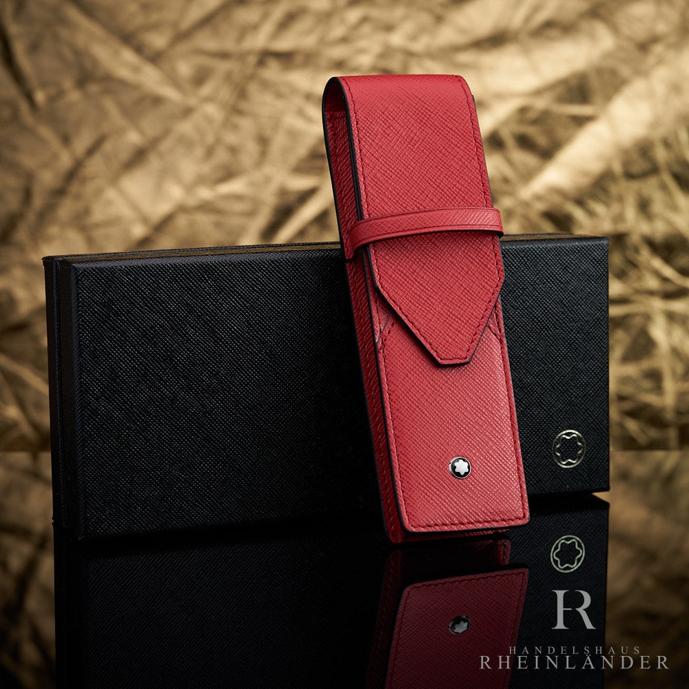rotes Montblanc Lederetui für zwei Schreibgeräte