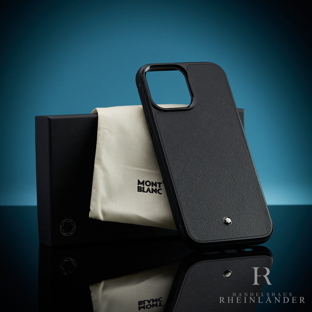Montblanc iPhone 13 Pro Max Hülle mit schwarzem Lederinlay