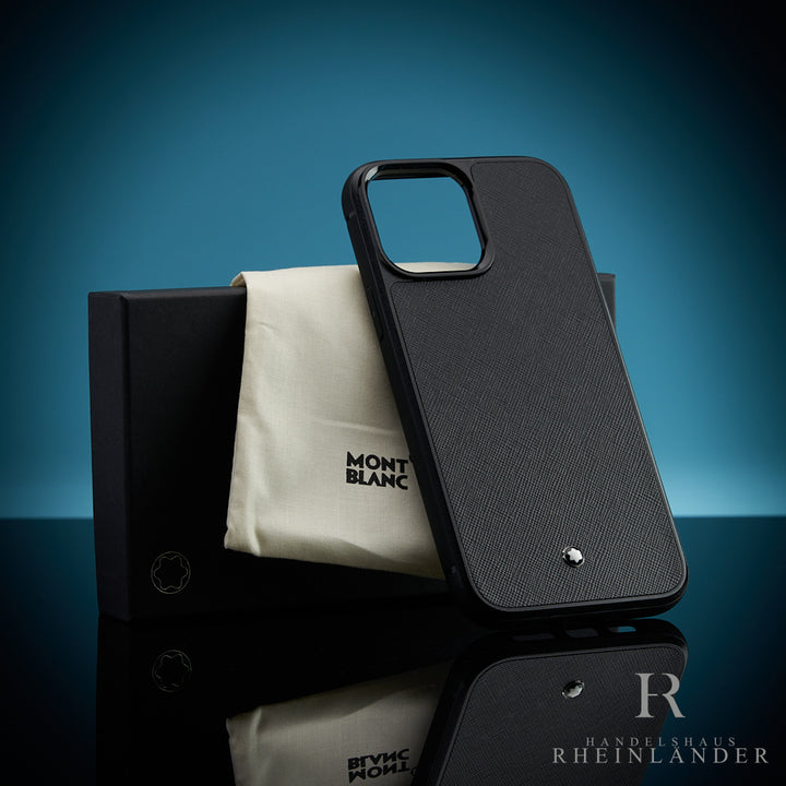 Montblanc iPhone 13 Pro Max Hülle mit schwarzem Lederinlay