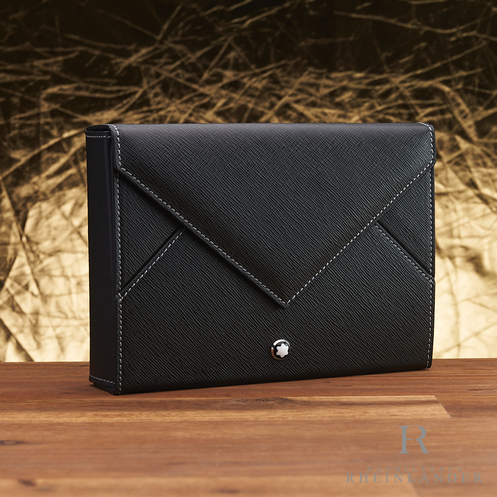 schwarzes Montblanc Leder Reiseetui für 8 Schreibgeräte in Briefdesign