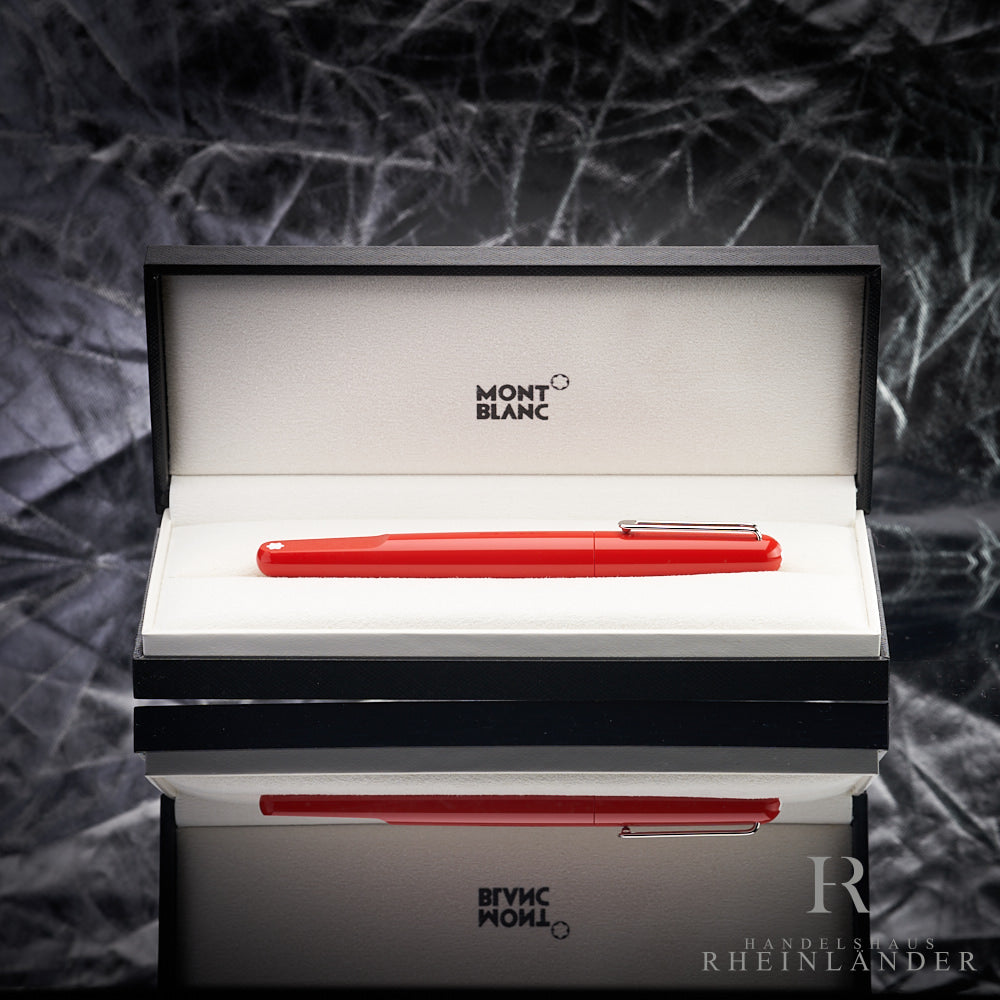 roter Montblanc Model M Red Resin Füller in offener Geschenkbox