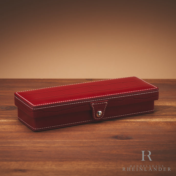Montblanc Artisan Lederetui in rot mit weißer Ziernaht und Druckknopf für ein Schreibgerät