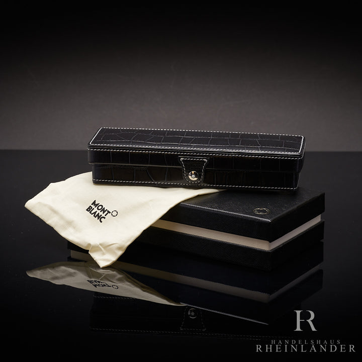 Montblanc Artisan Lederetui in schwarz mit Alligator-Print für ein Schreibgerät