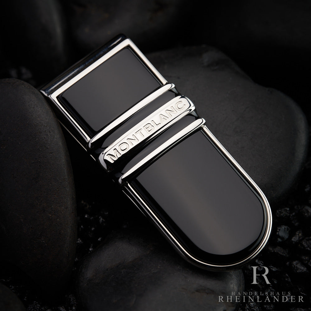 Montblanc Geldklammer aus platiniertem Edelstahl und schwarzem Onyx