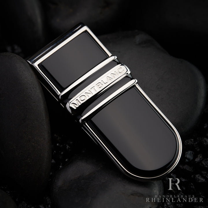 Montblanc Geldklammer aus platiniertem Edelstahl und schwarzem Onyx