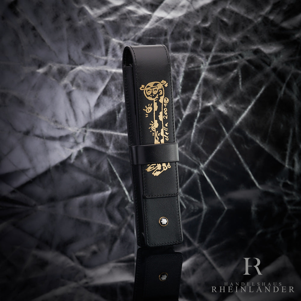 schwarzes Montblanc Siena Lederetui mit Della Motiv in gold