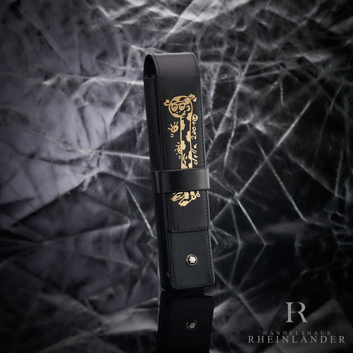 schwarzes Montblanc Siena Lederetui mit Della Motiv in gold