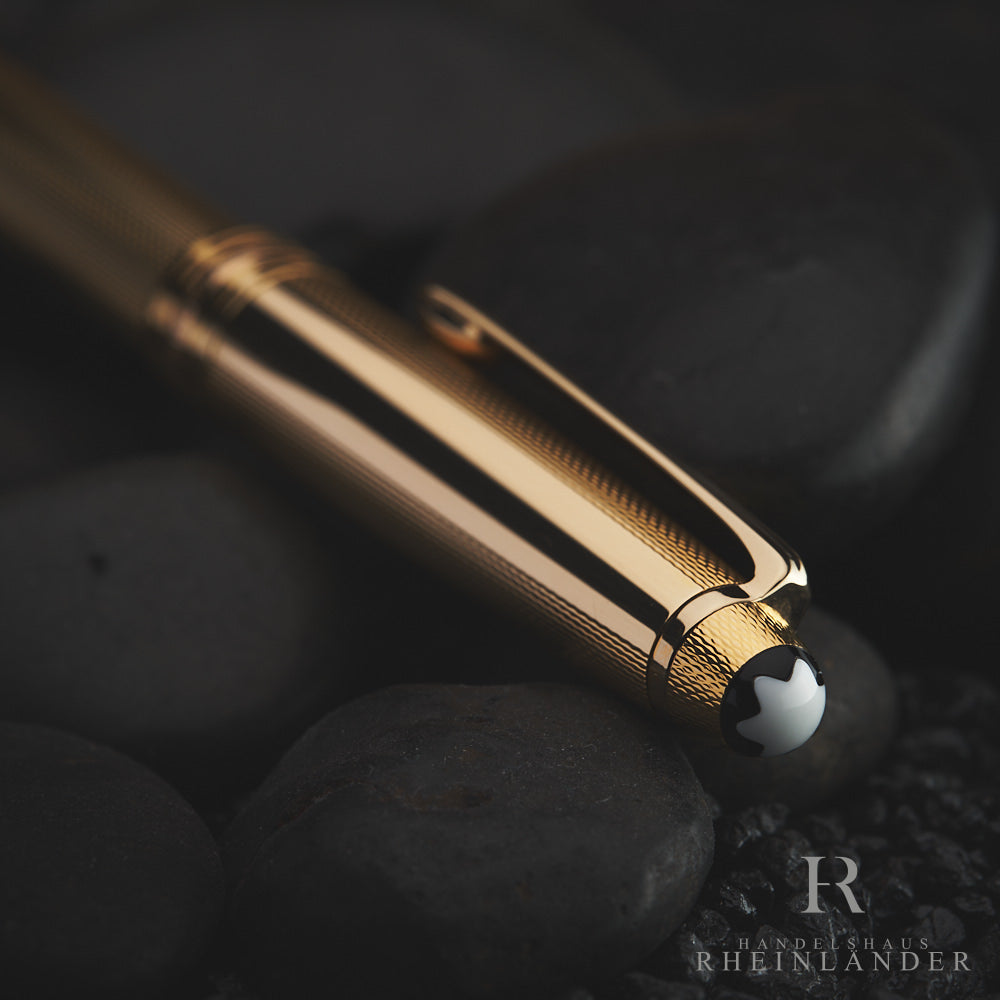 Montblanc Meisterstück Solitaire Gold Plated Barleycorn Fountain Pen 1444 ID 