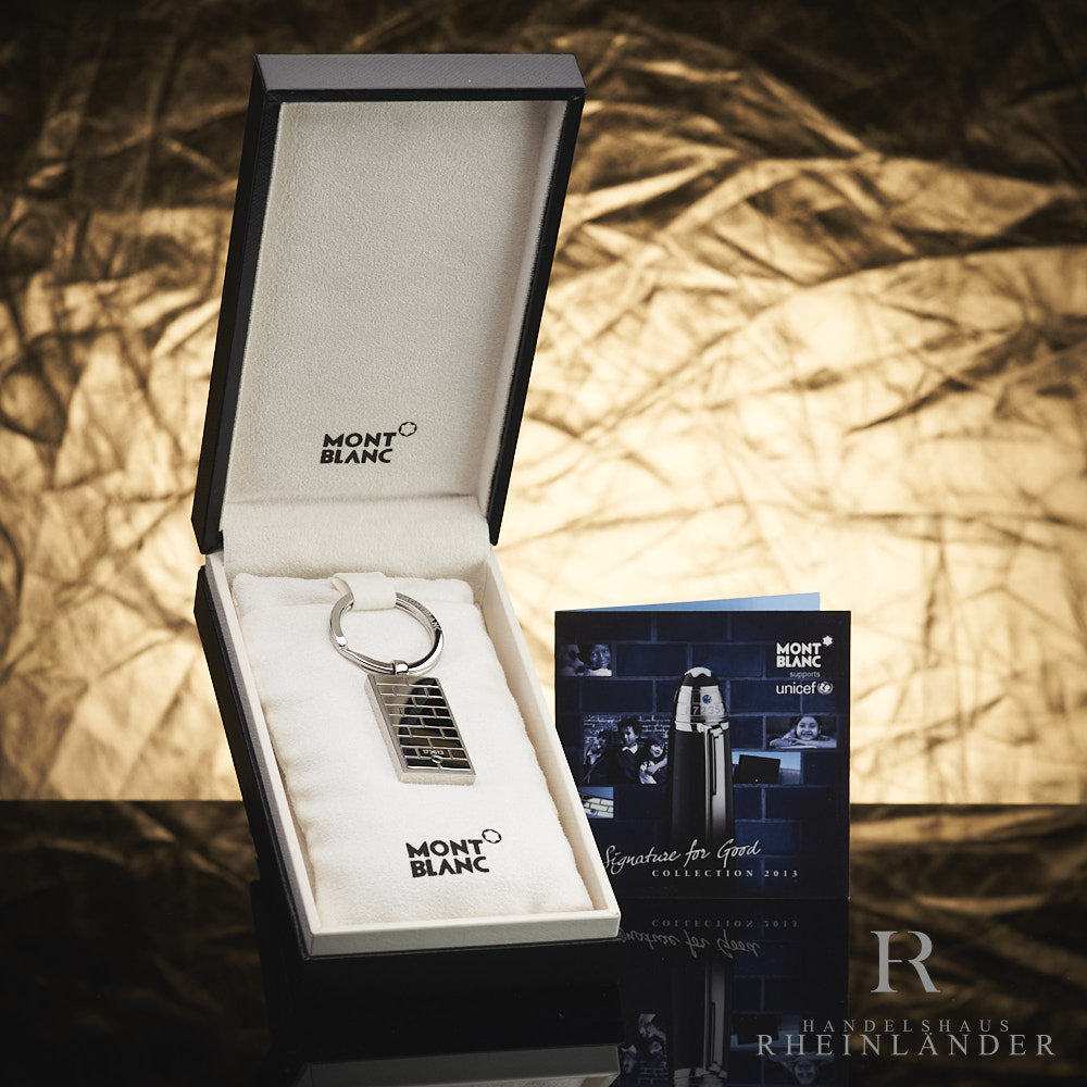 Montblanc Unicef Schlüsselanhänger aus Edelstahl mit Saphir in Geschenkbox