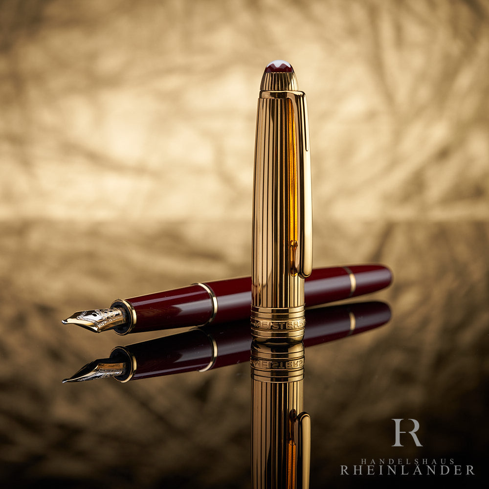 Pluma Estilográfica Montblanc Solitaire Doue Bordeaux Vermeil Pinstripe Classique No144