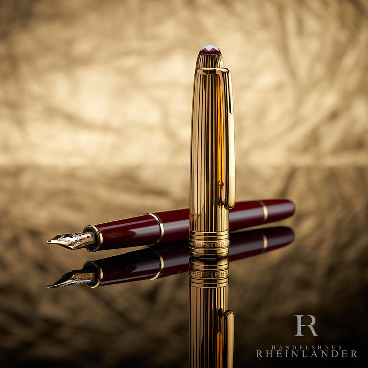 Pluma Estilográfica Montblanc Solitaire Doue Bordeaux Vermeil Pinstripe Classique No144