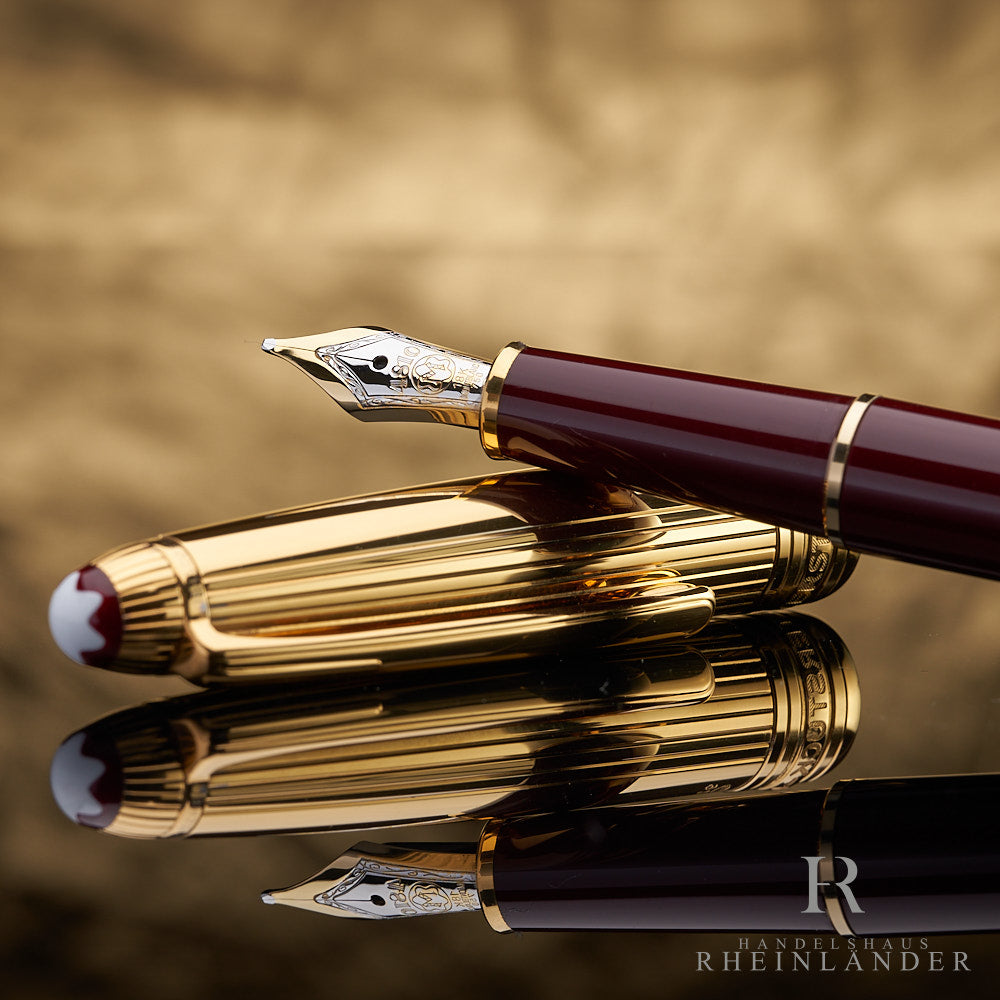 Pluma Estilográfica Montblanc Solitaire Doue Bordeaux Vermeil Pinstripe Classique No144