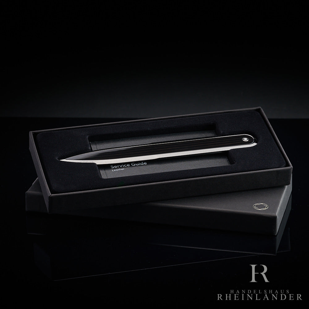 Montblanc Brieföffner aus Edelstahl und Holz in schwarzer Geschenkbox