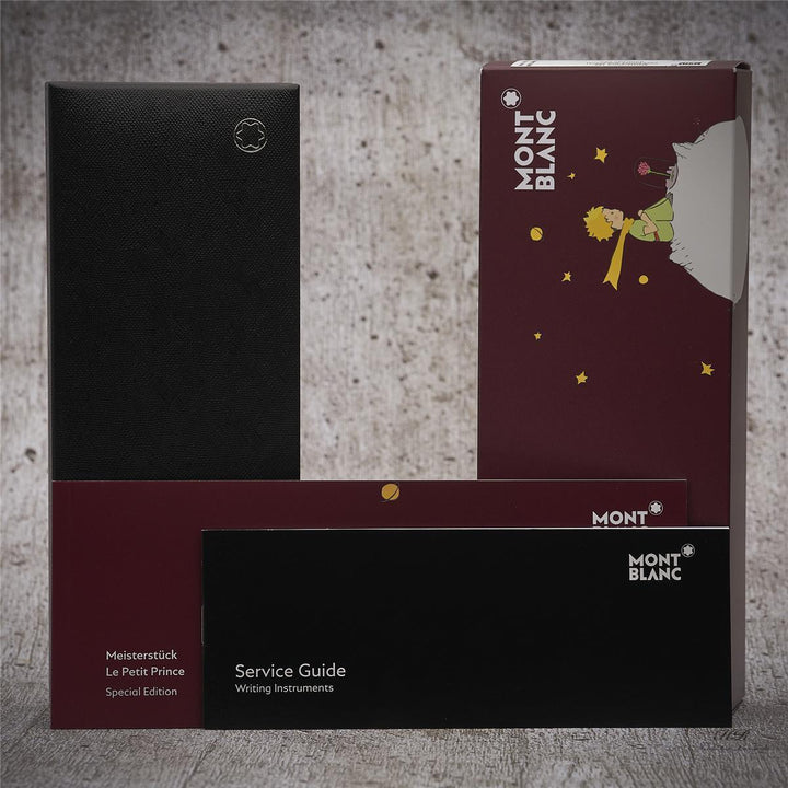 schwarze Originalverpackung mit Umkarton und Service Guide der Montblanc Petit Prince Planet Kollektion