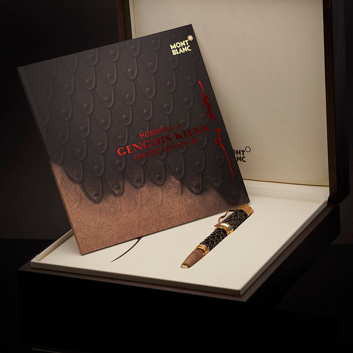 Montblanc Füllfederhalter in heller Originalschatulle mit Service Guide des Genghis Khan Limited Edition 88