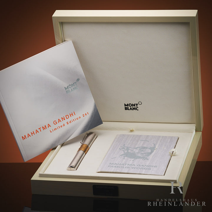 Montblanc Mahatma Gandhi Limited Edition 241 Füller in der Originalbox liegend mit Begleitbuch und Service Guide