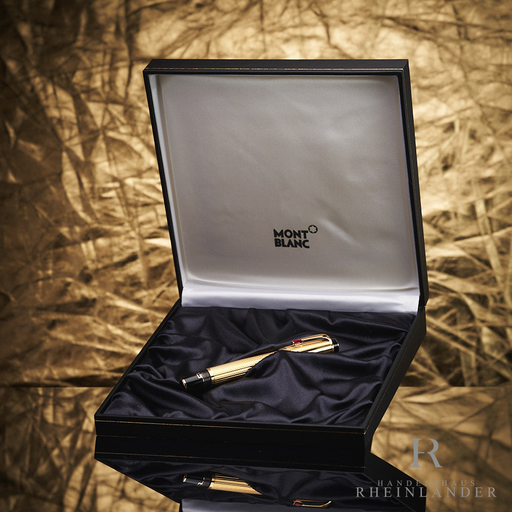 Montblanc Boheme Rouge Gold Plated Pinstripe Guilloche Fountain Pen ID 5800
