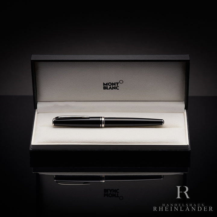 schwarzer Montblanc Rollerball aus der Generation Kollektion mit platinierten Beschlägen in offener Originalverpackung