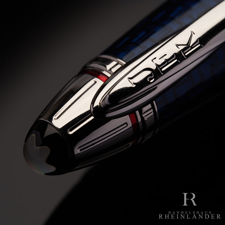 Aufnahme des platinierten Kappenkopfs, insbesondere des Clips und dessen JFK Gravur