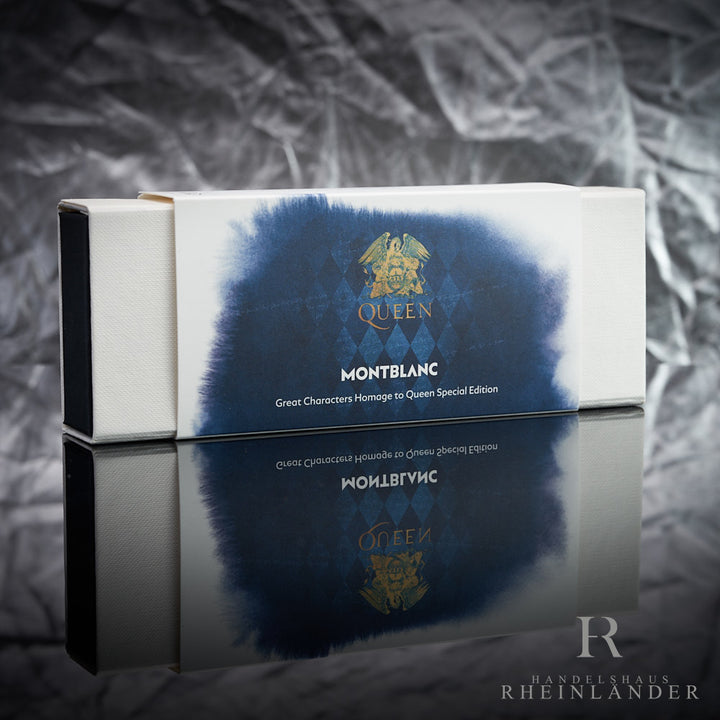 Originalverpackung der Montblanc Great Characters Queen Special Edition vor grauem Hintergrund