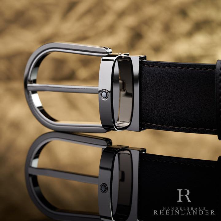 Montblanc Belt Horseshoe Pin Buckle Palladium & Ruthenium Finish Grey ID 129437