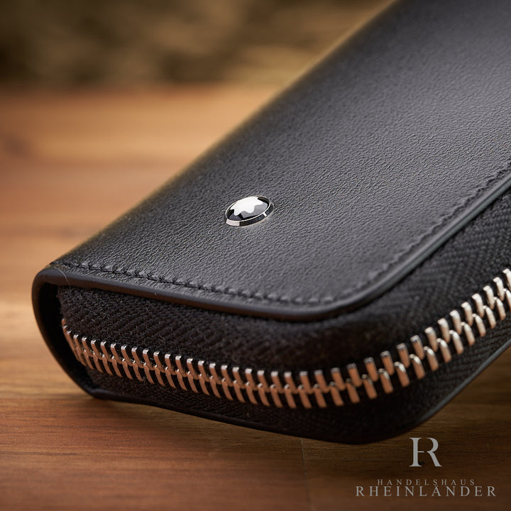 Montblanc Leather Goods Meisterstück Double Pen Pouch Black Zipper ID 221452