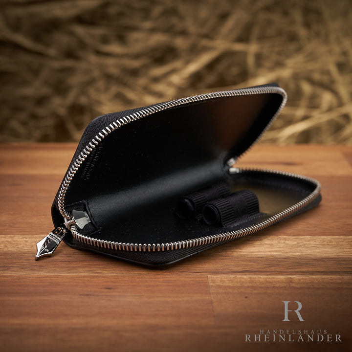 Montblanc Leather Goods Meisterstück Double Pen Pouch Black Zipper ID 221452