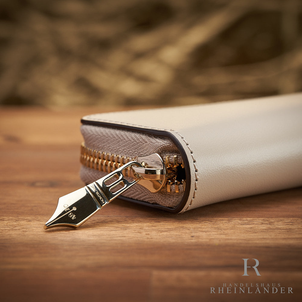 Montblanc Leather Goods Meisterstück Single Pen Pouch Beige Zipper ID 221446