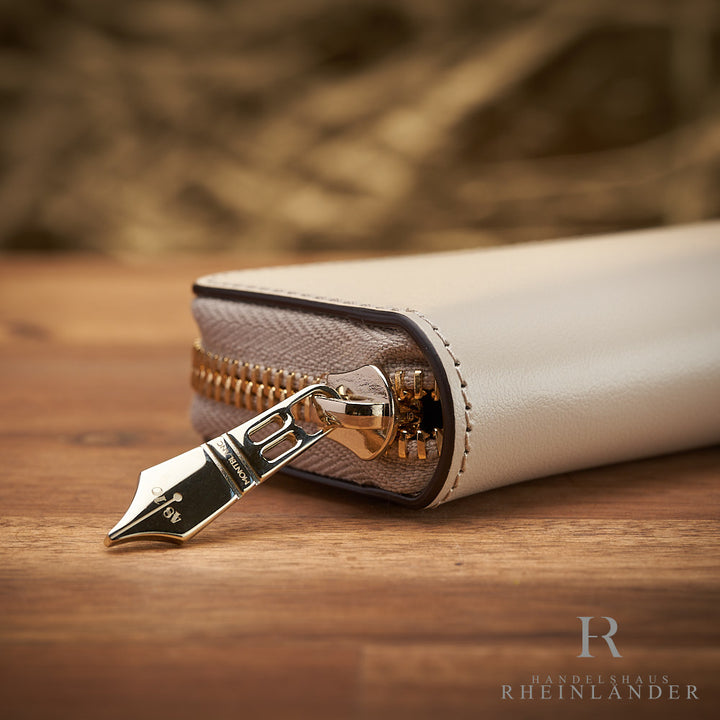 Montblanc Leather Goods Meisterstück Single Pen Pouch Beige Zipper ID 221446
