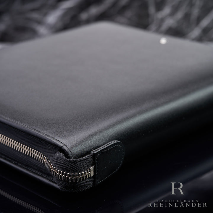 Reißverschluss des Montblanc Leather Goods Organizer aus schwarzem Rindsleder im Format A5 liegend