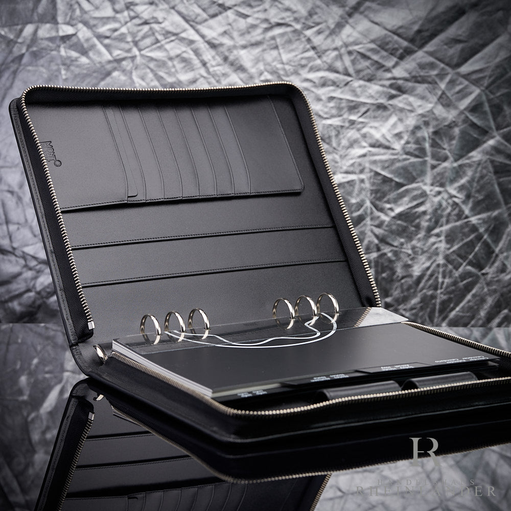 MONTBLANC ブラックレザー ノートブック Montblanc A5 Organizer with Zipper – Handelshaus Rheinländer