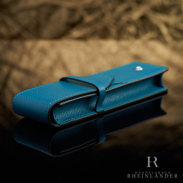 Montblanc Leather Goods Sartorial Double Pen Pouch Fern Blue Leather ID 131747