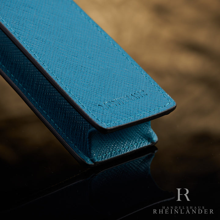 Montblanc Leather Goods Sartorial Double Pen Pouch Fern Blue Leather ID 131747