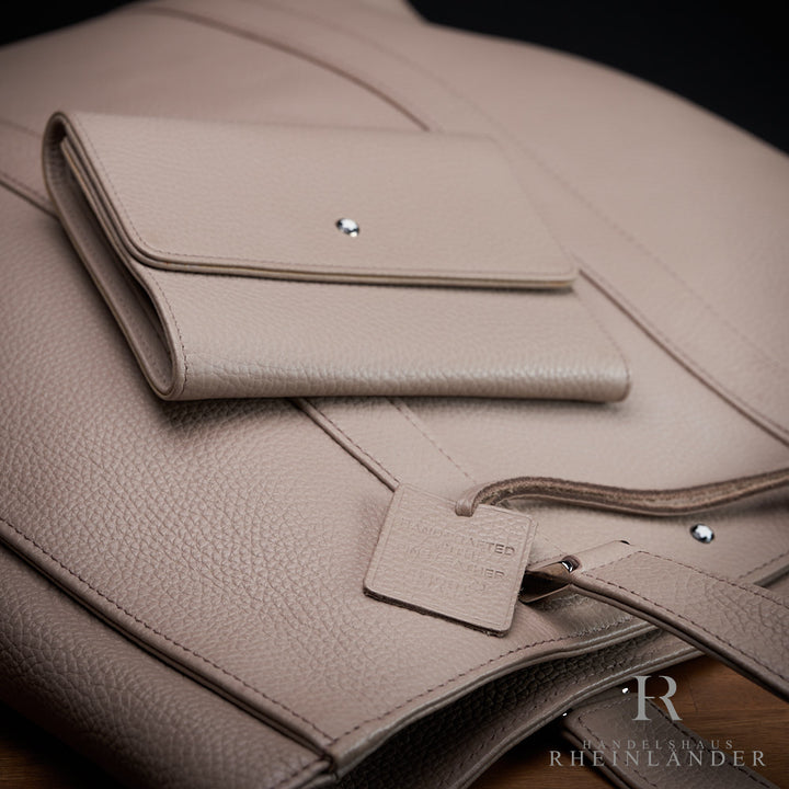 Montblanc Leather Goods Soft Grain Executive Tote Bag Beige Wallet Set 111821 ID