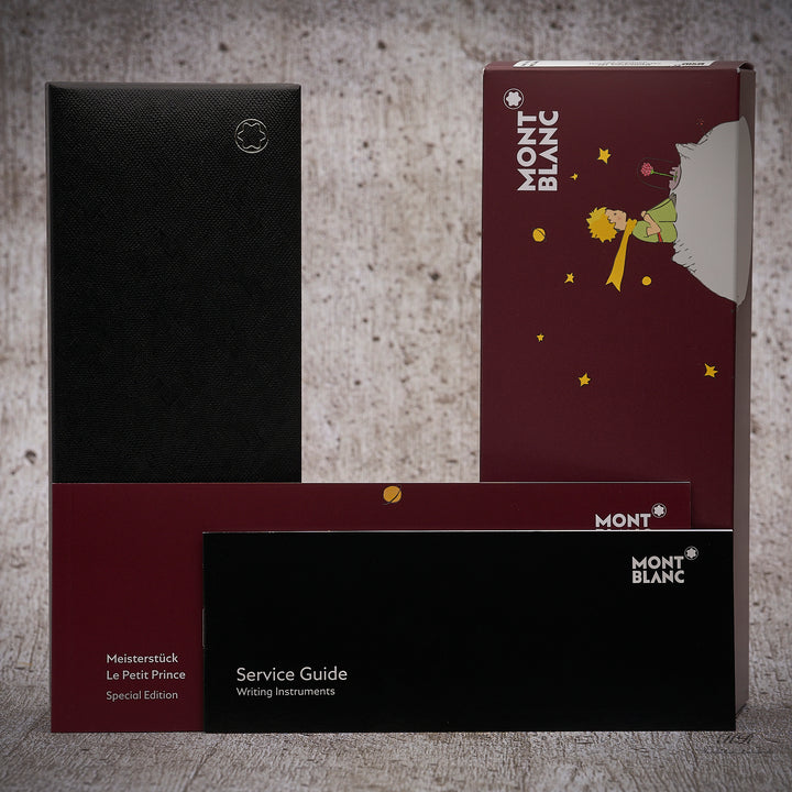 schwarze Originalschatulle mit Umkarton und Service Guide der Montblanc Petit Prince & Planet Kollektion 
