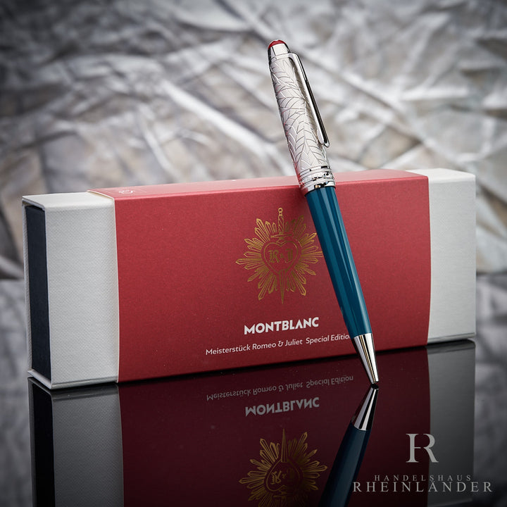 blau-grüner Montblanc Solitaire Doue Midsize Romeo & Juliet Kugelschreiber angelehnt an die Originalbox
