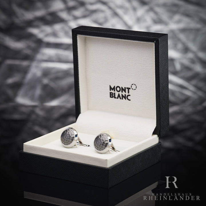 Montblanc Mens Accessories Cufflinks Sartorial Steel Round Martele ID 124207