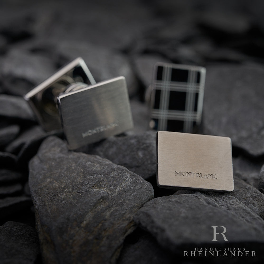 Montblanc Cufflinks Stainless Steel Rectangular Checkered ID