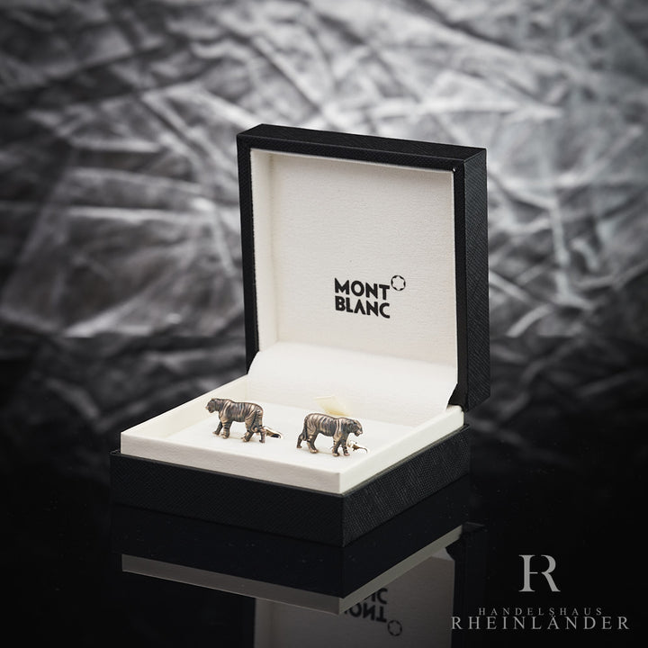 Montblanc Mens Accessories Cufflinks Zodiac Tiger 925 Sterling Silver ID 128336