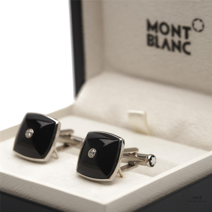 Montblanc Diamond Cuff Links Tribute to Montblanc Edelstahl Onyx ID 106910 OVP