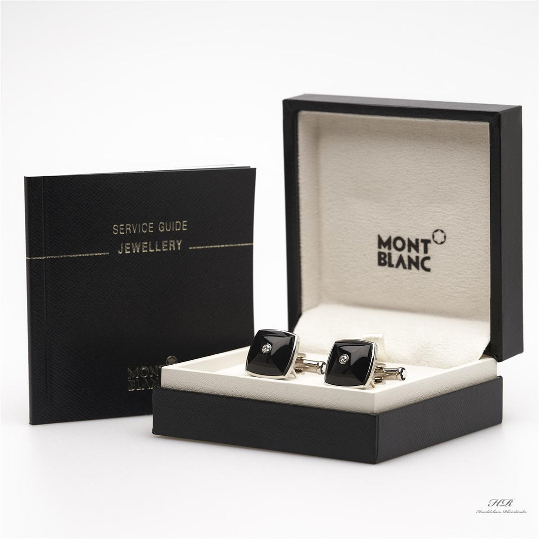 Montblanc Diamond Cuff Links Tribute to Montblanc Edelstahl Onyx ID 106910 OVP