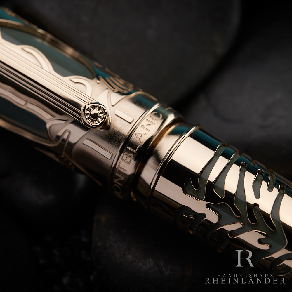 Montblanc Rudyard Kipling Limited Edition Füller Detail am Übergang zwischen Kappe und Schaft